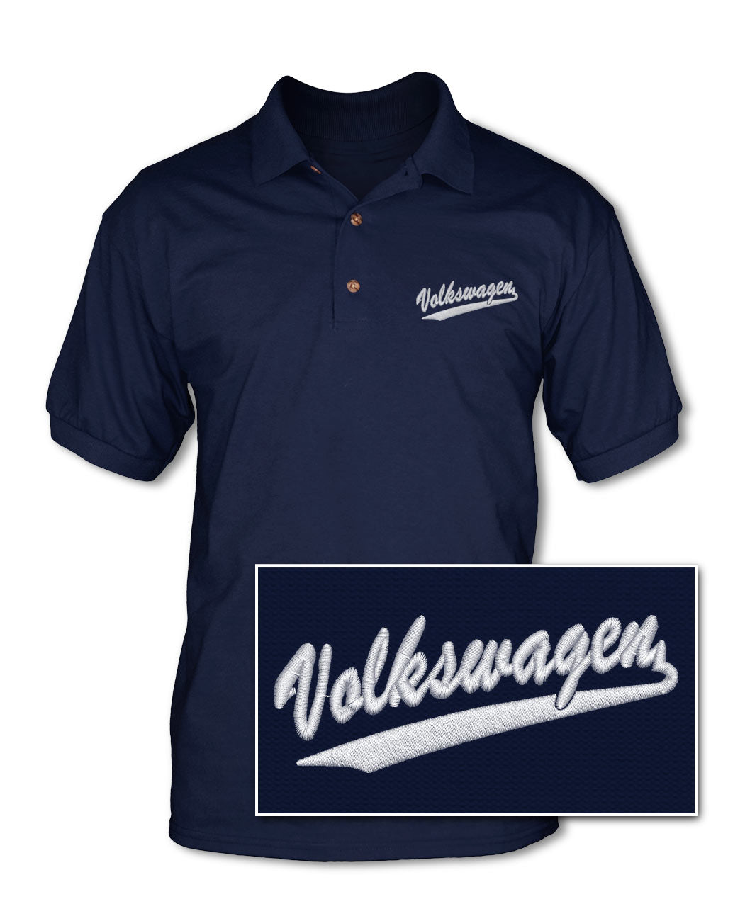 Vintage Volkswagen Emblem - Adult Pique Polo Shirt - Side View – Legend  Lines