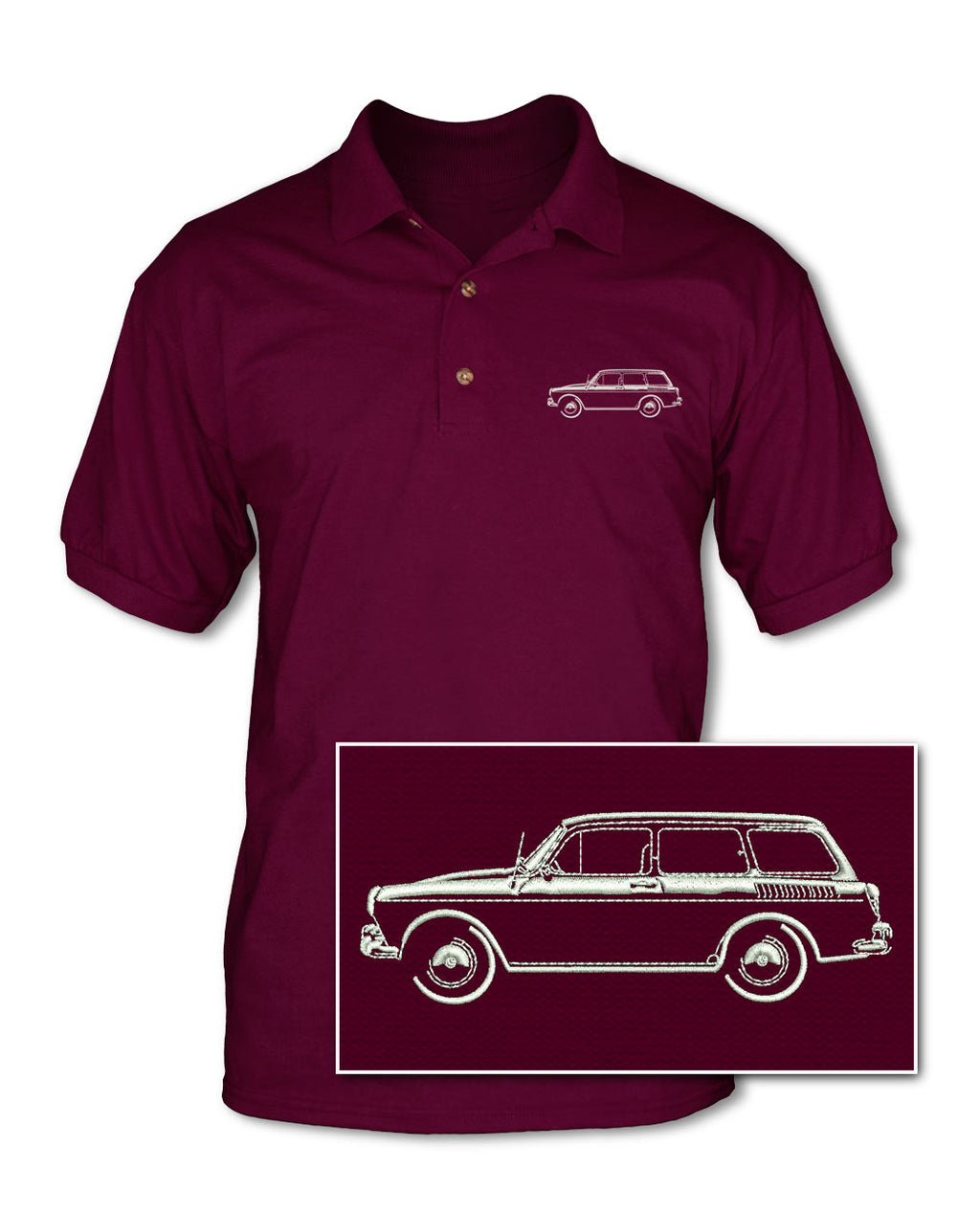 Volkswagen Type 3 Variant Squareback - Adult Pique Polo Shirt - Side View