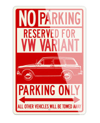 Volkswagen Type 3 Variant Reserved Parking Only Sign