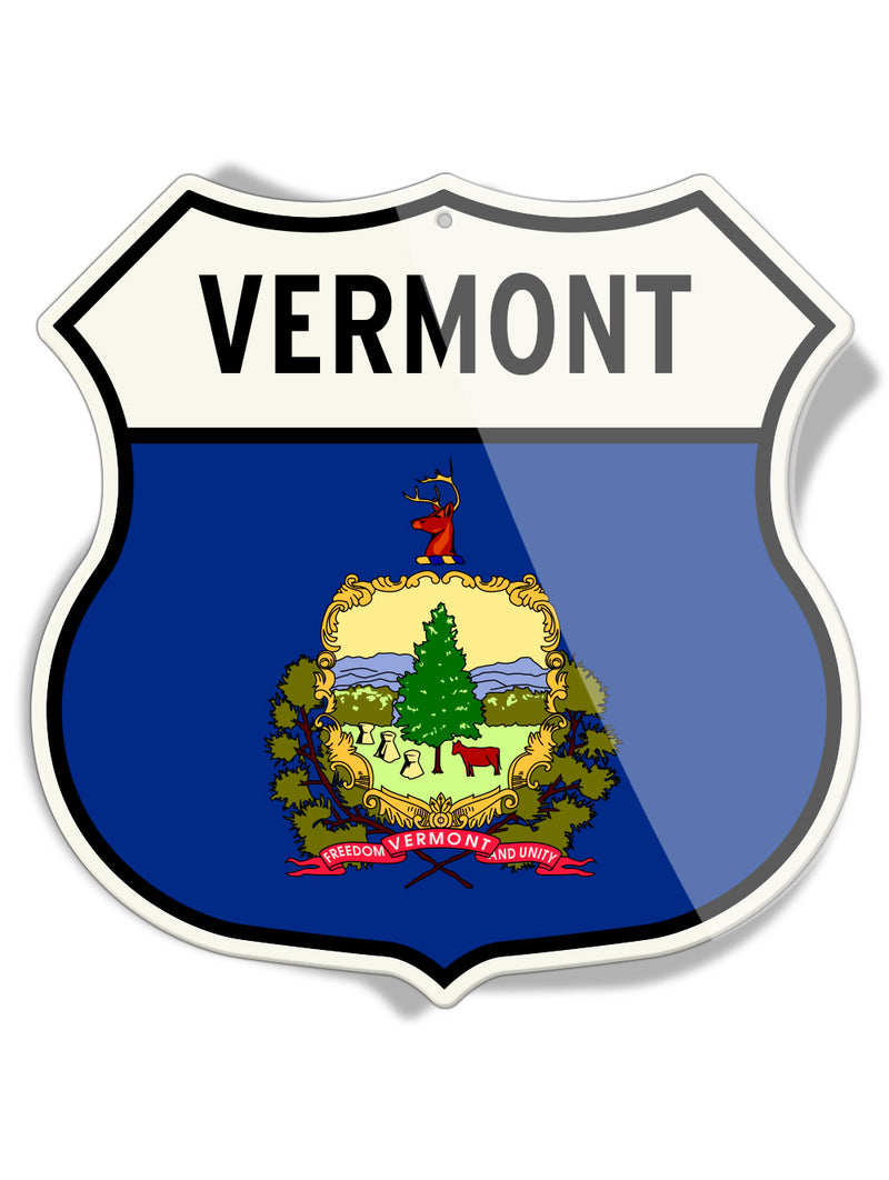 State Flag of Vermont - Shield Shape - Aluminum Sign