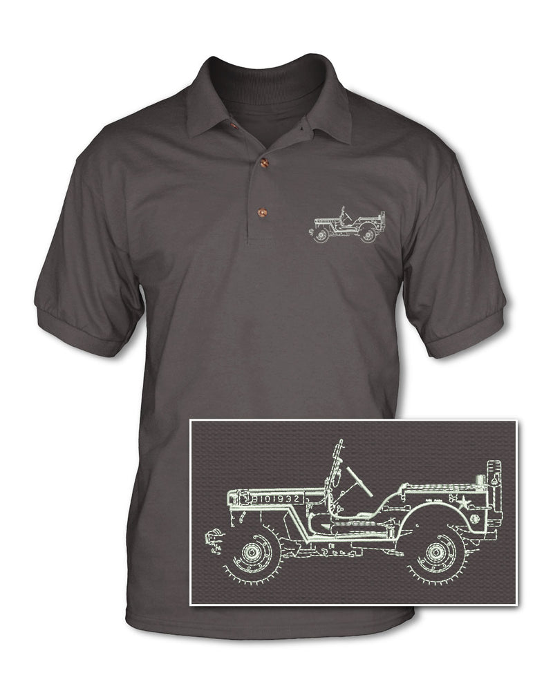Ford GPW Jeep WWII 1941 - 1945 Adult Pique Polo Shirt - Side View