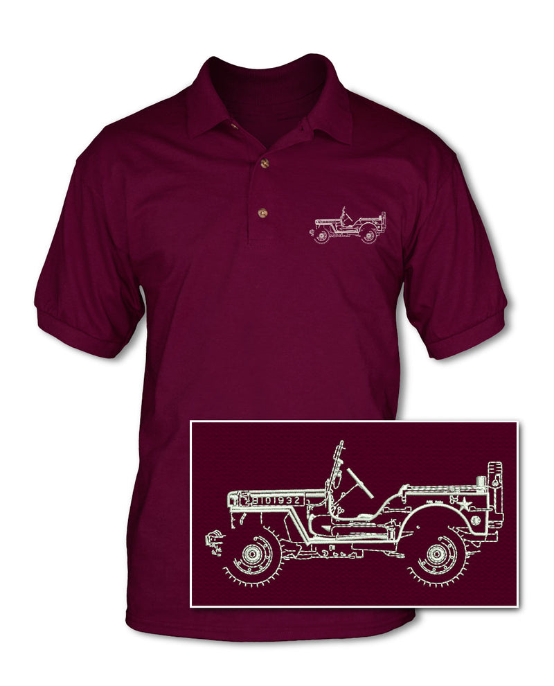 Ford GPW Jeep WWII 1941 - 1945 Adult Pique Polo Shirt - Side View