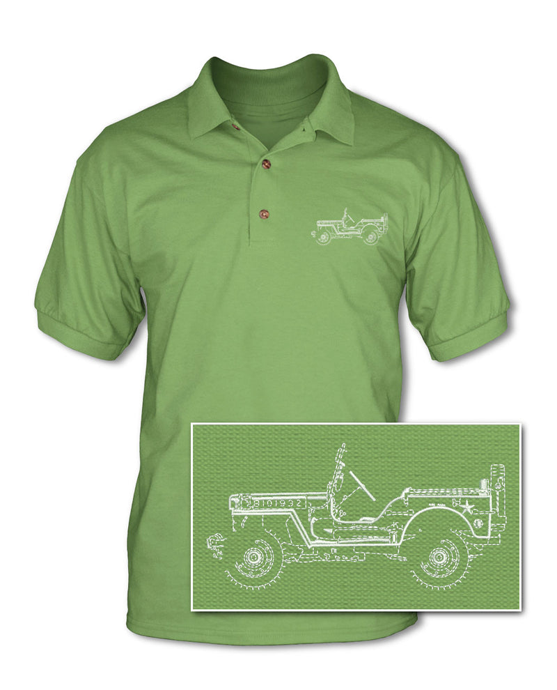 Jeep Willys WWII 1941 - 1945 Adult Pique Polo Shirt - Side View