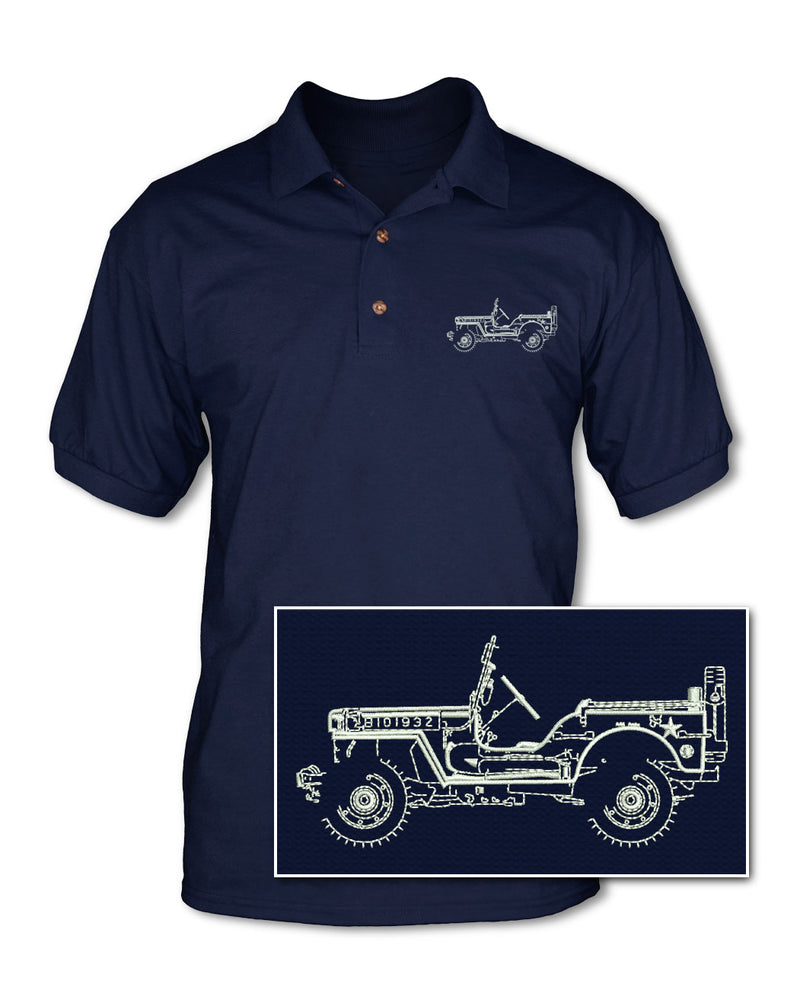 Ford GPW Jeep WWII 1941 - 1945 Adult Pique Polo Shirt - Side View