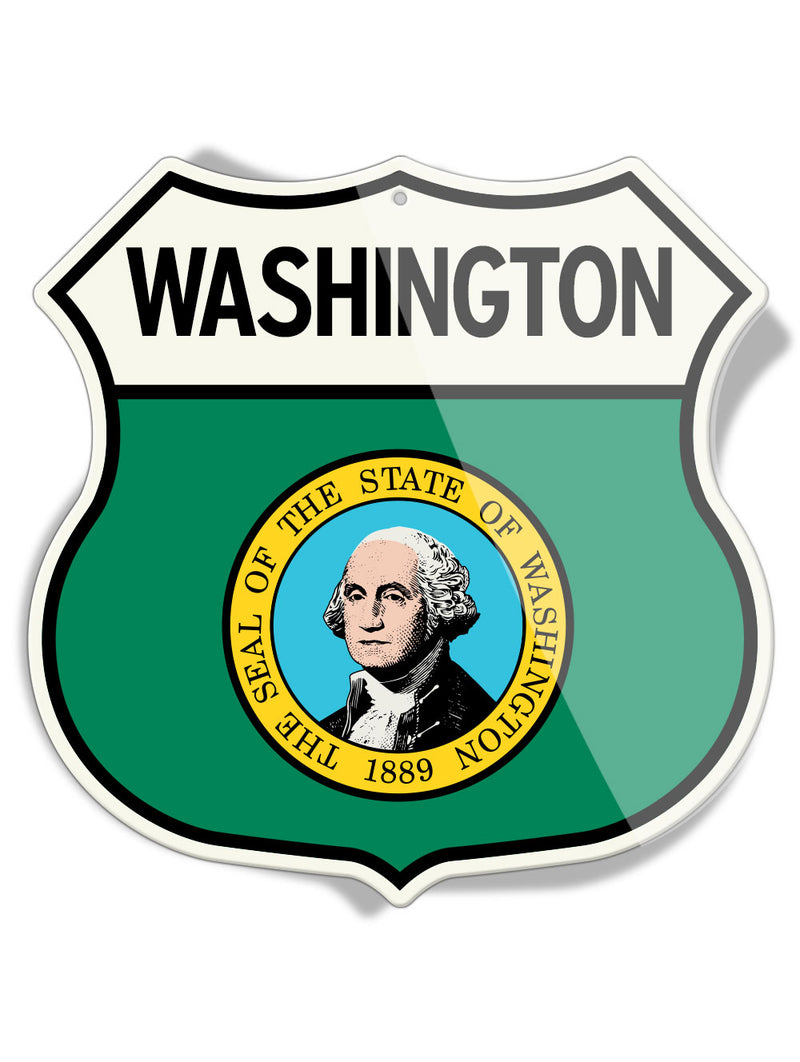 State Flag of Washington - Shield Shape - Aluminum Sign