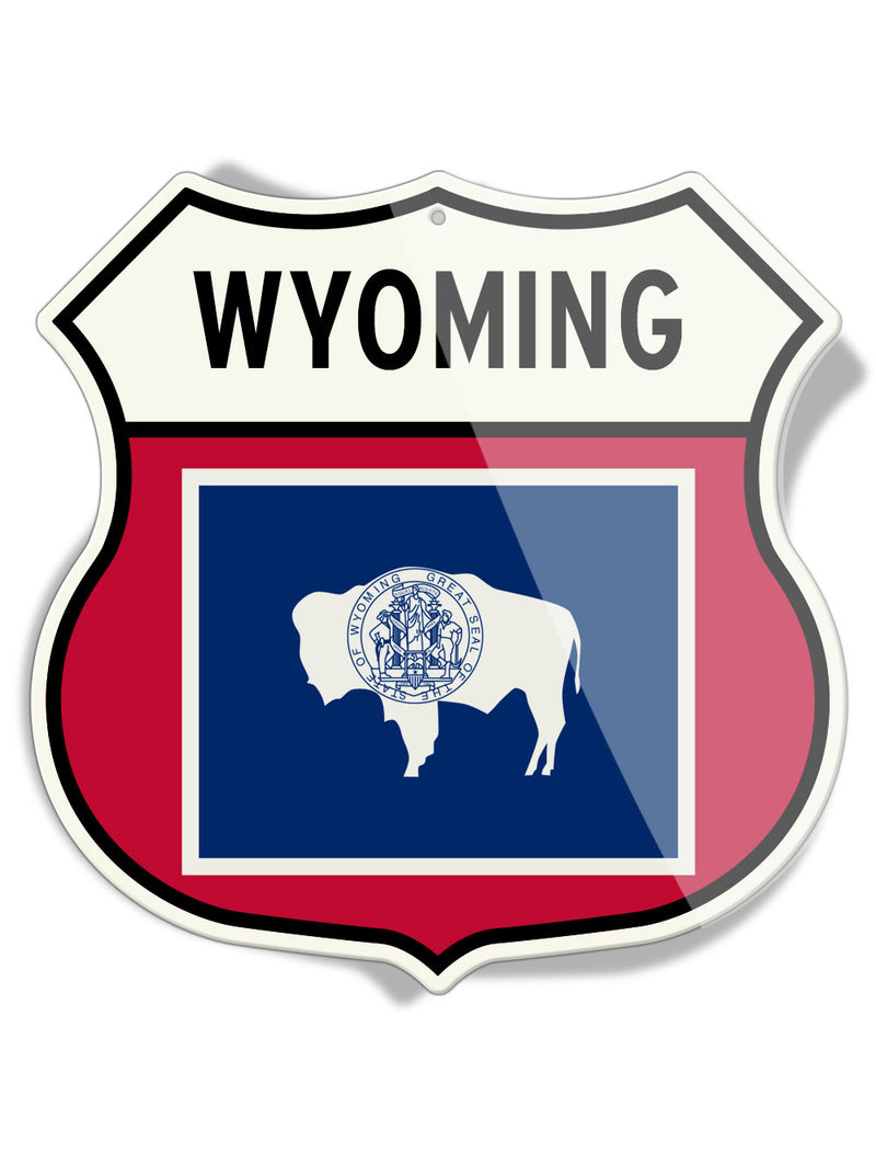 State Flag of Wyoming - Shield Shape - Aluminum Sign